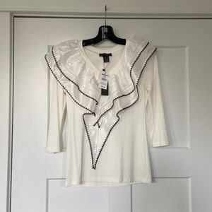 Beautiful, soft white blouse. Silk neck design with cotton base NWT.
